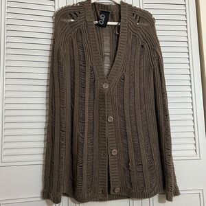 Lived-in Shaggy brownish greenish oversized cardigan